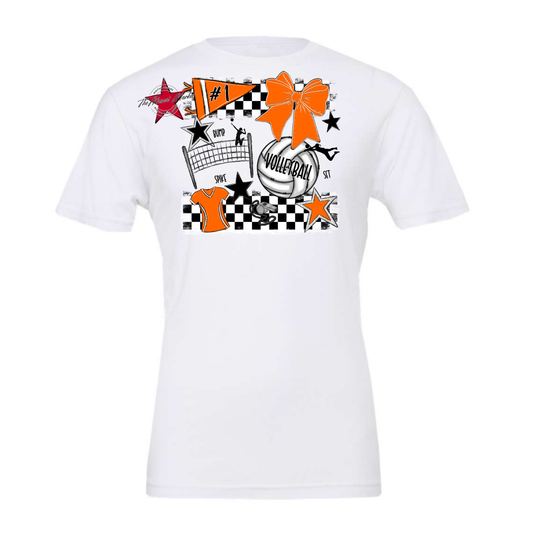 Volleyball Checkers Spirit Design-Orange