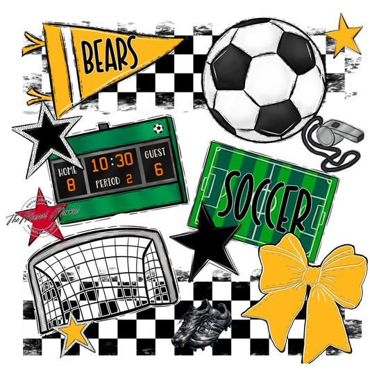 Bears Soccer Checkers Design-Yellow
