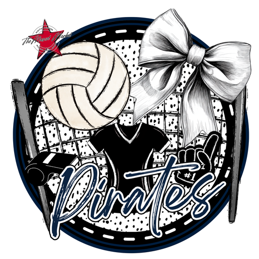 Pirates Circle Volleyball Design-Navy