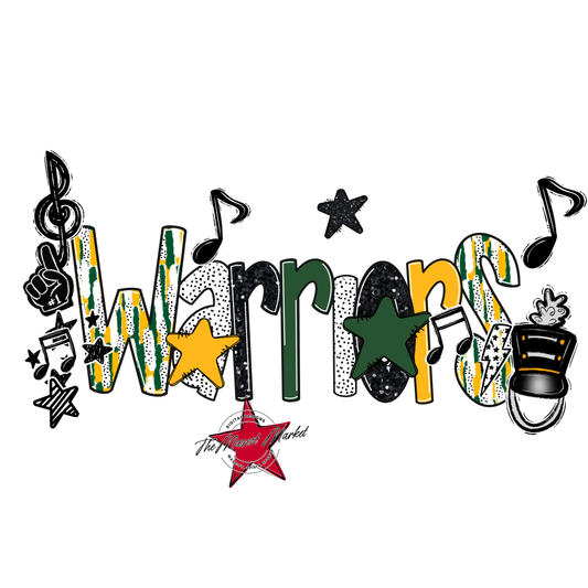 Warriors Band Scrape-Green-Yellow