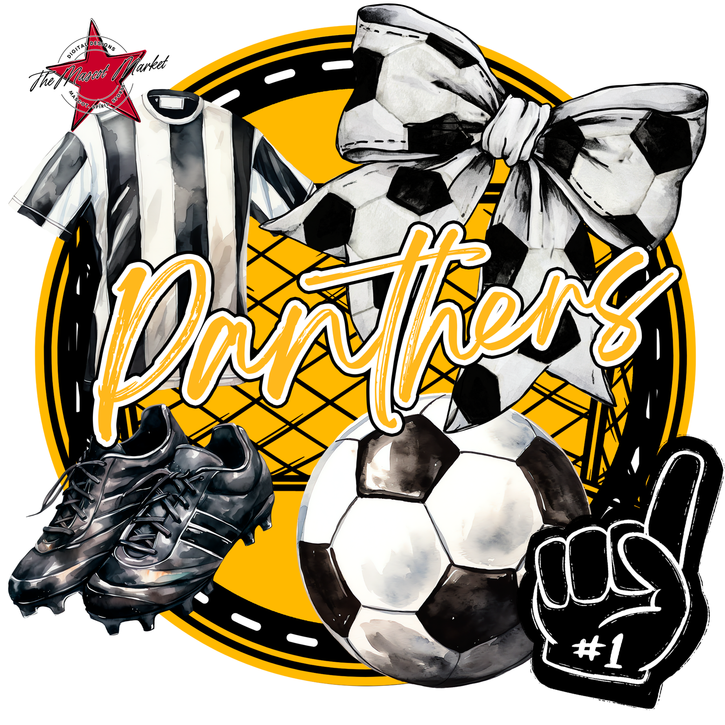 Panthers Circle Soccer Design-Yellow