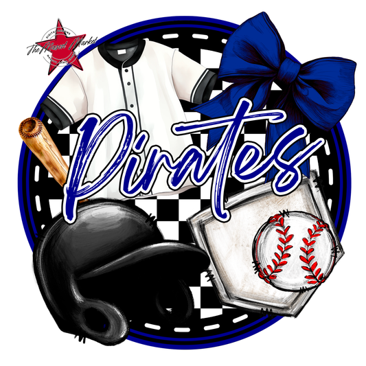 Pirates Circle Baseball Design-Blue