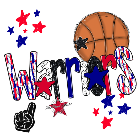 Warriors Basketball Scrape-Blue-Red