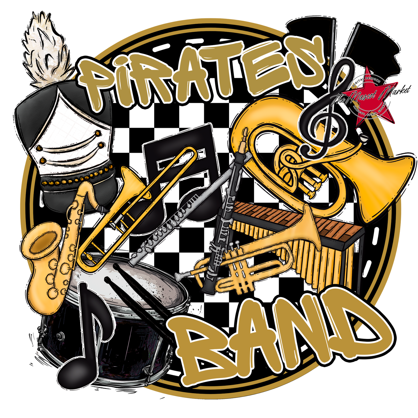 Pirates Circle Band Design-Gold