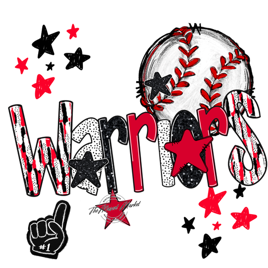 Warriors Baseball Scrape-Red