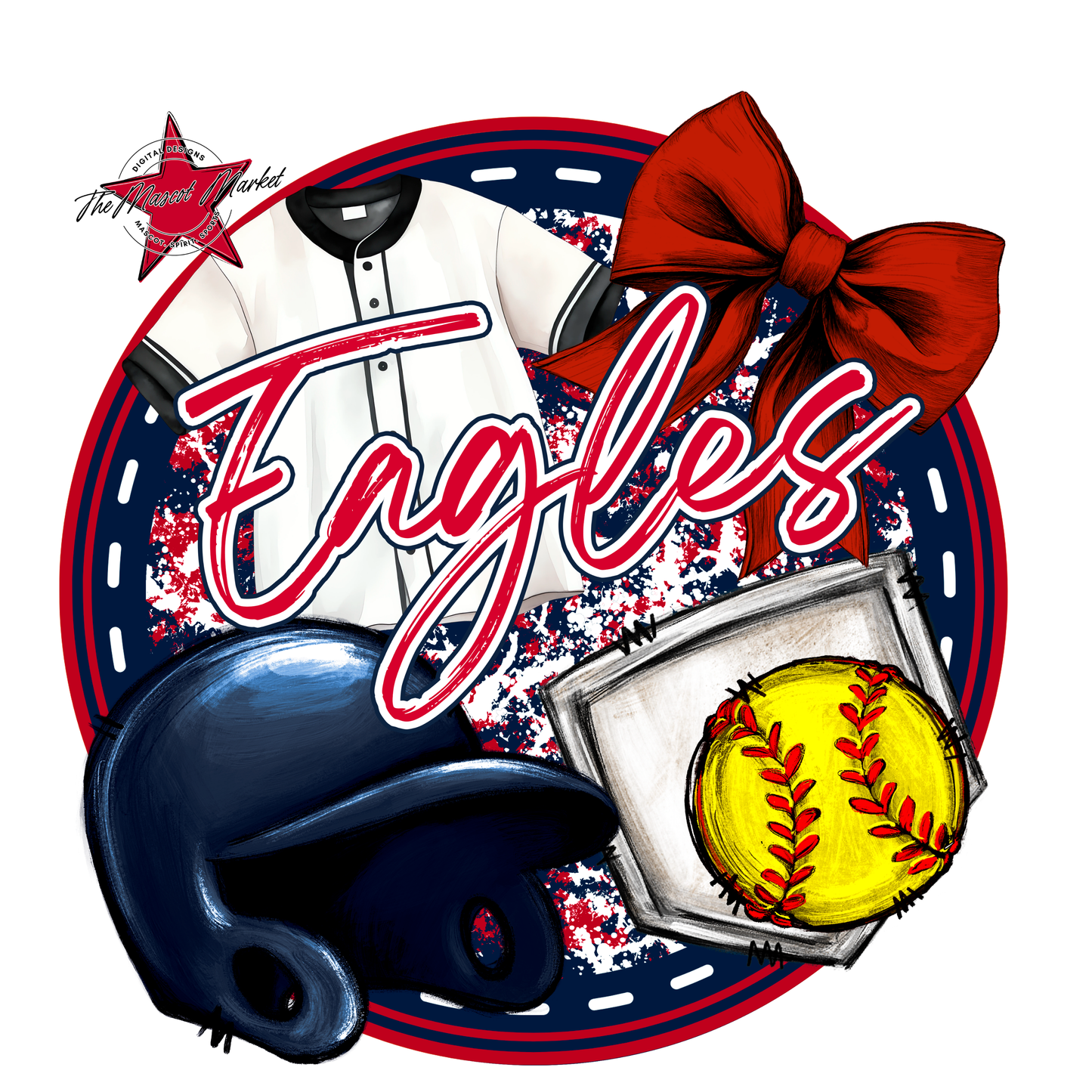 Eagles Circle Softball Design-Navy-Red