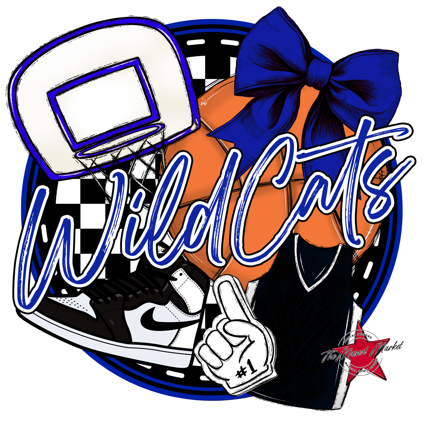 Wildcats Circle Basketball Design-Blue