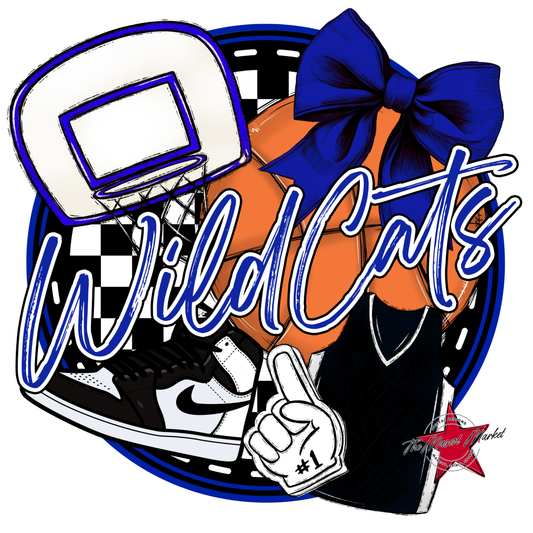 Wildcats Circle Basketball Design-Blue