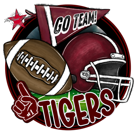 Tigers Circle Football Design-Maroon