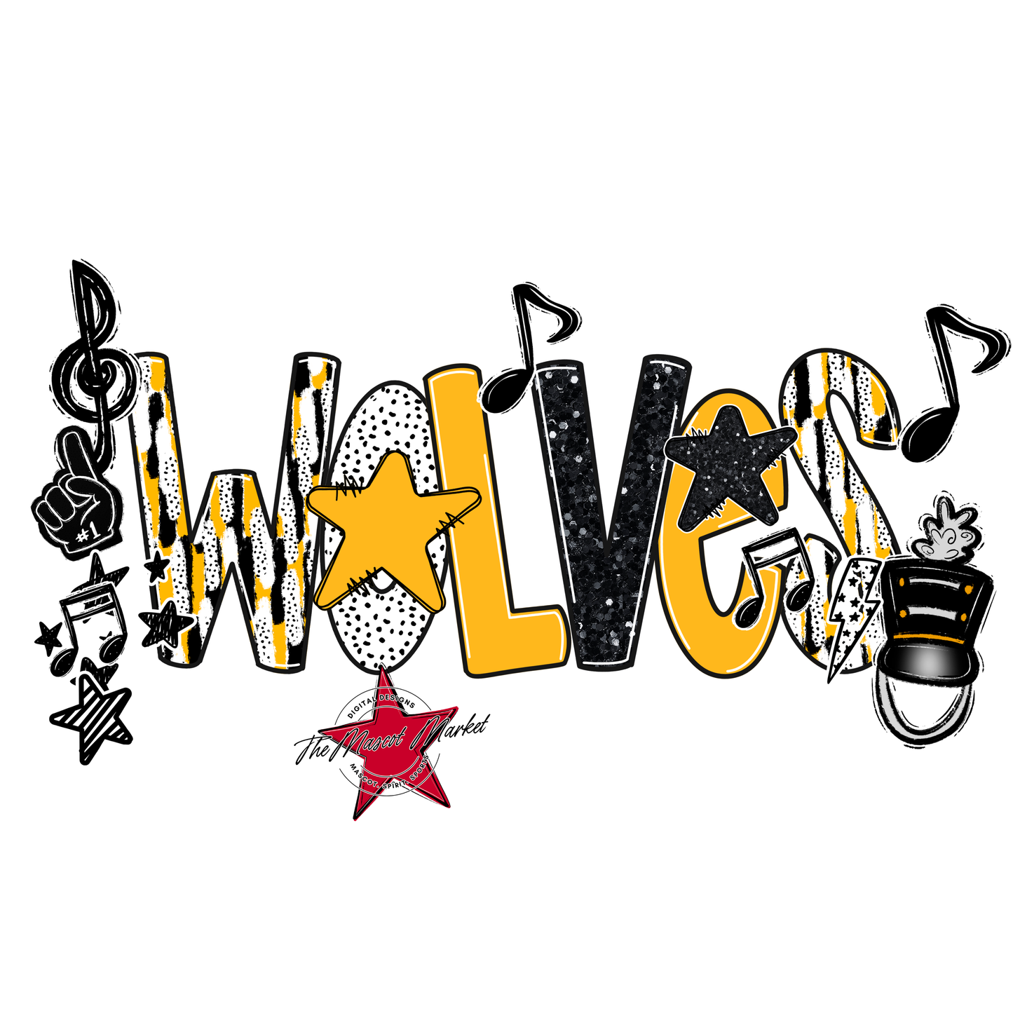 Wolves Band Scrape-Yellow