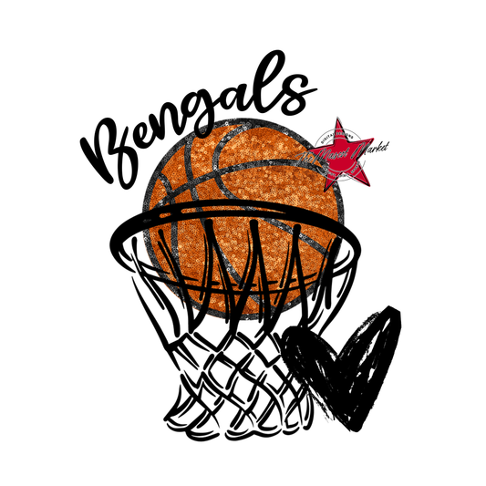 Bengals Basketball w Hoop-Heart-Black