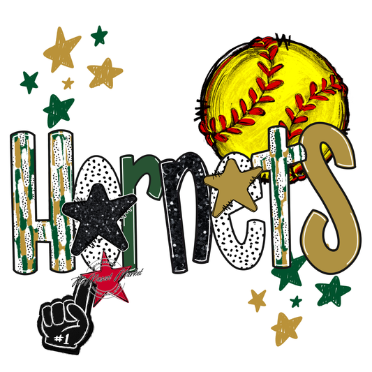 Hornets Softball Scrape-Green-Gold