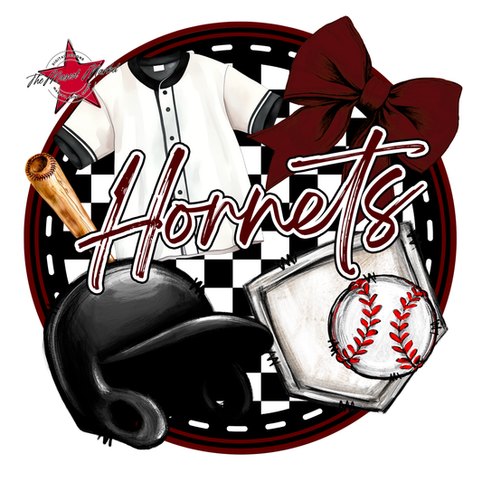 Hornets Circle Baseball Design-Maroon