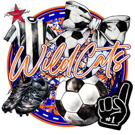 Wildcats Circle Soccer Design-Blue-Orange