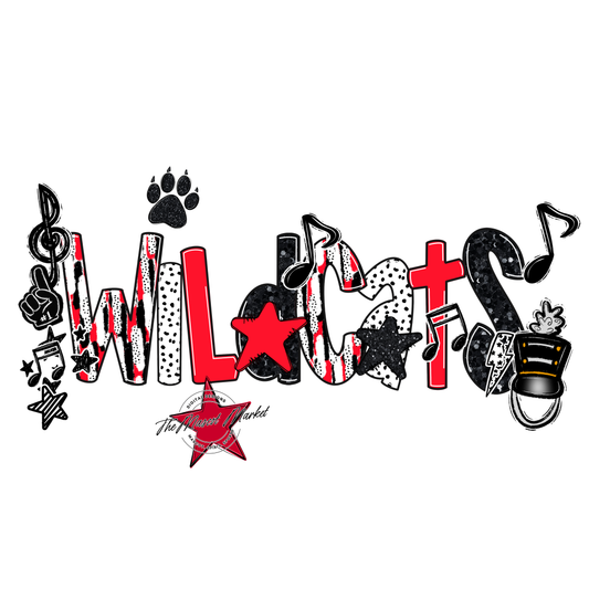 Wildcats Band Scrape-Bright Red