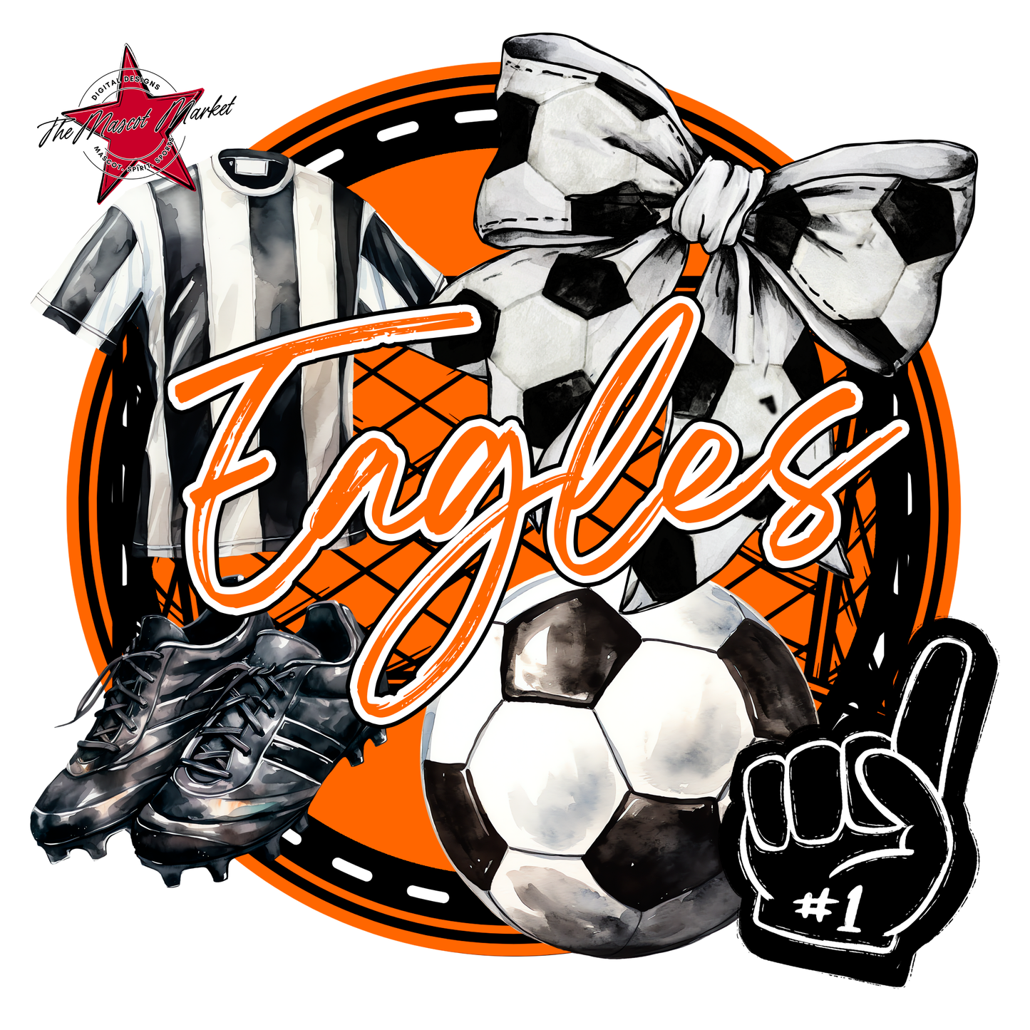 Eagles Circle Soccer Design-Orange