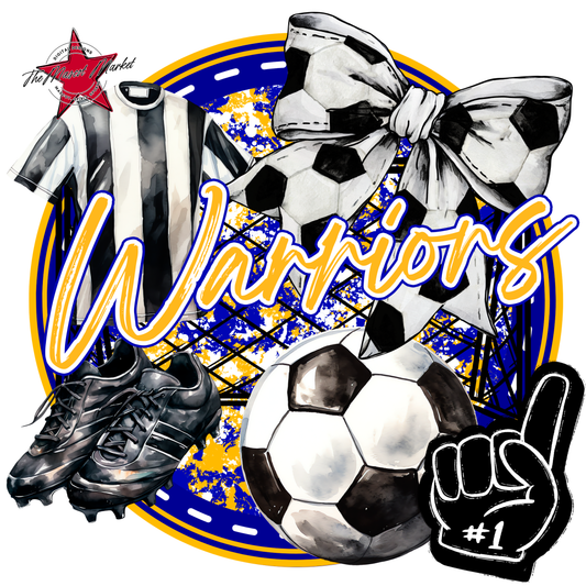 Warriors Circle Soccer Design-Blue-Yellow