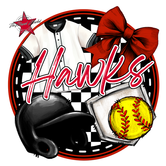 Hawks Circle Softball Design-Red