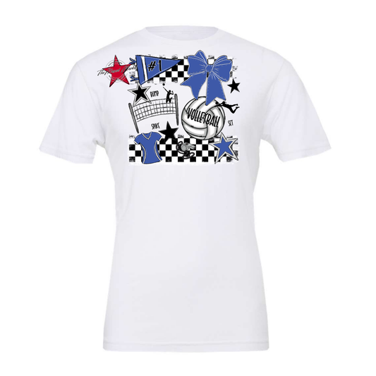 Volleyball Checkers Spirit Design-Off Blue