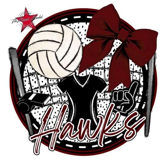 Hawks Circle Volleyball Design-Maroon