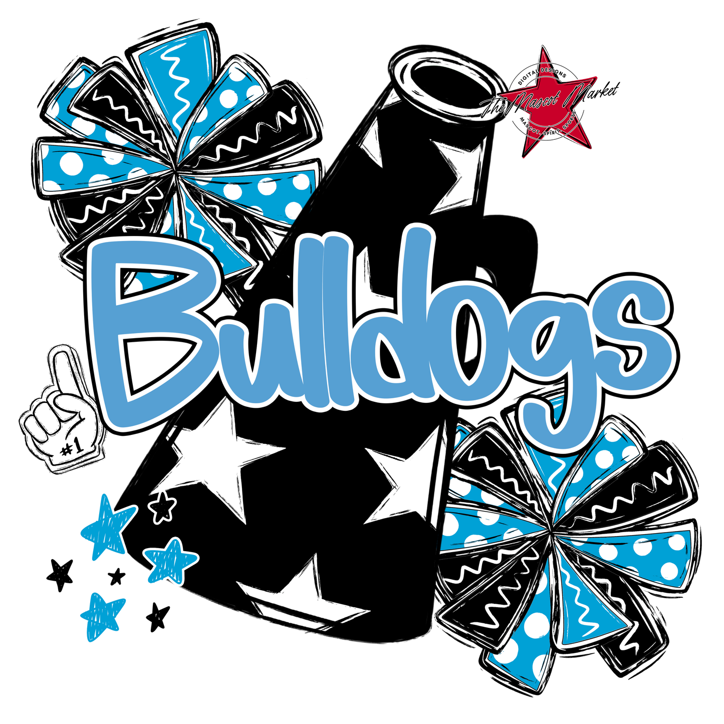 Bulldogs Alpha Megaphone Design-Carolina Blue