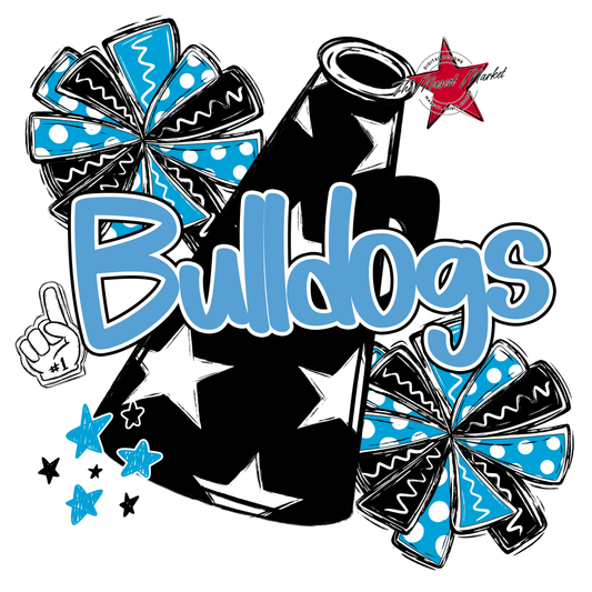 Bulldogs Alpha Megaphone Design-Carolina Blue