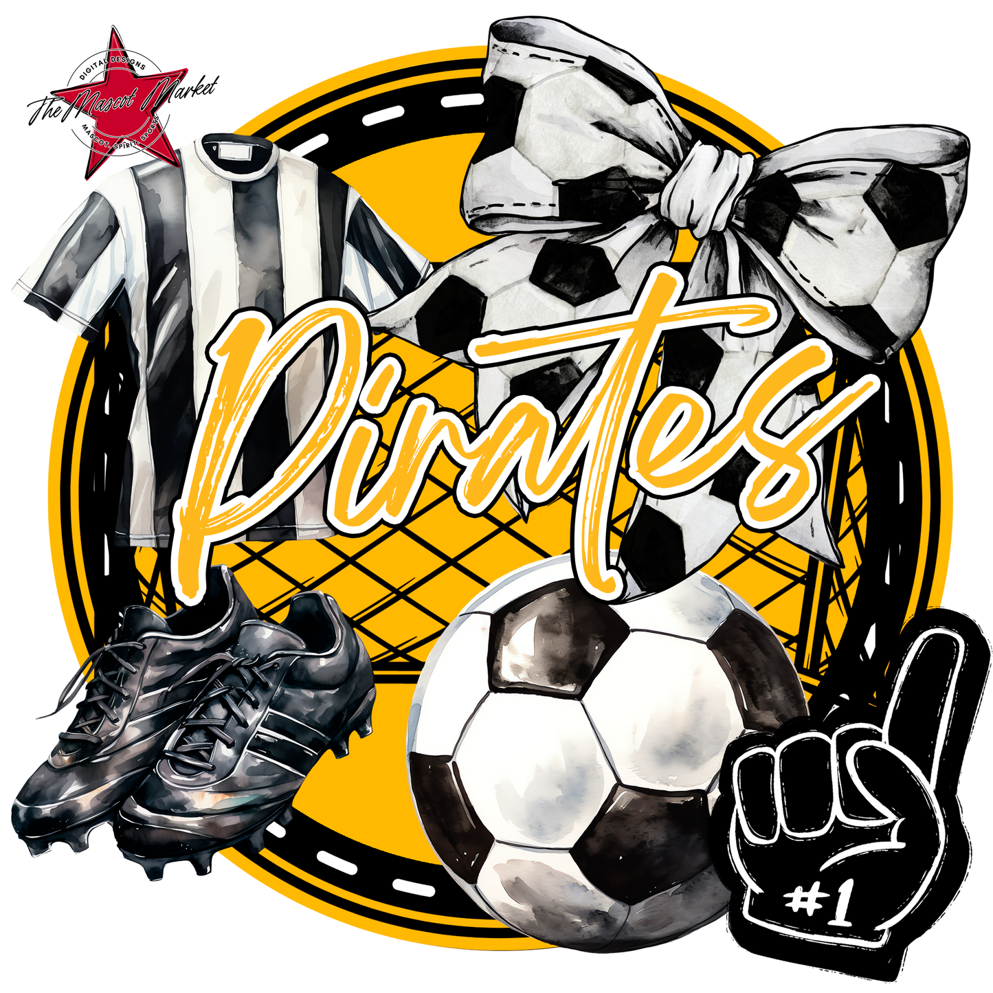 Pirates Circle Soccer Design-Yellow