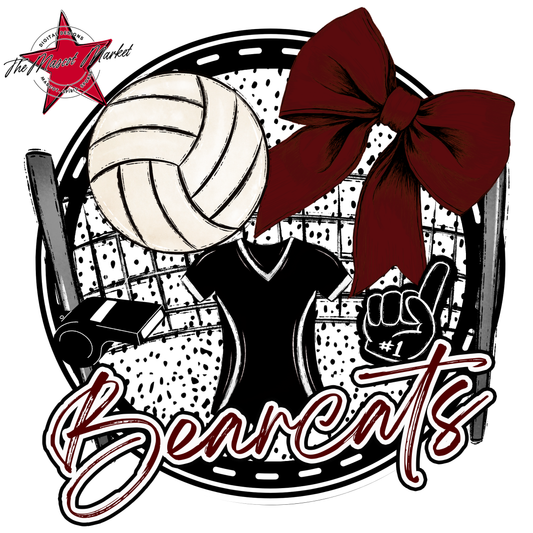 Bearcats Circle Volleyball Design-Maroon
