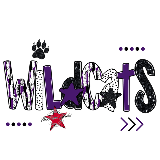 Wildcats Brushstroke Alpha w Arrows-Purple