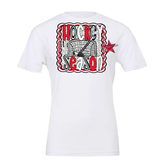 It's Hockey Season Dot Design-Bright Red