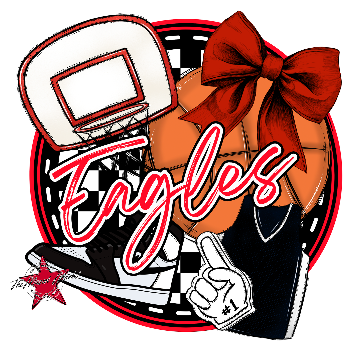 Eagles Circle Basketball Design-Red