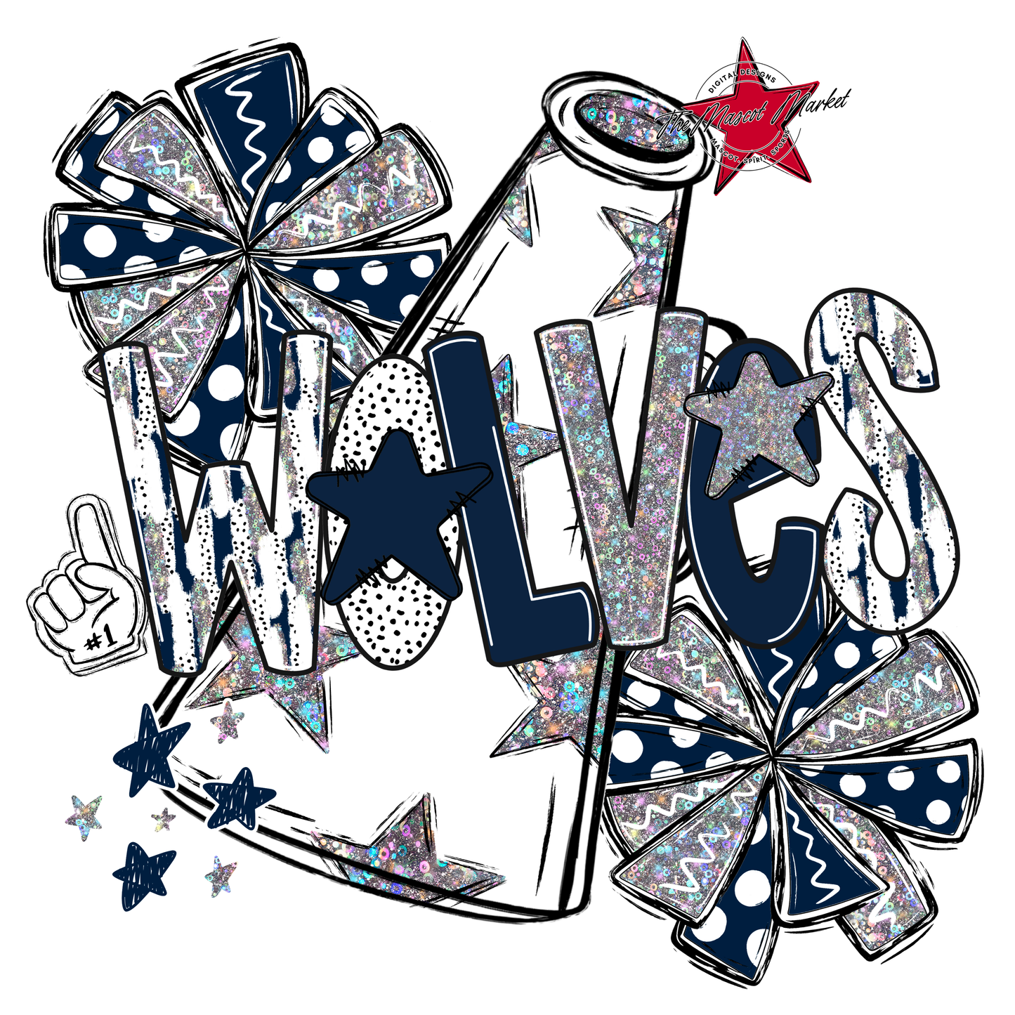 Wolves Cheer Megaphone Scrape-Navy