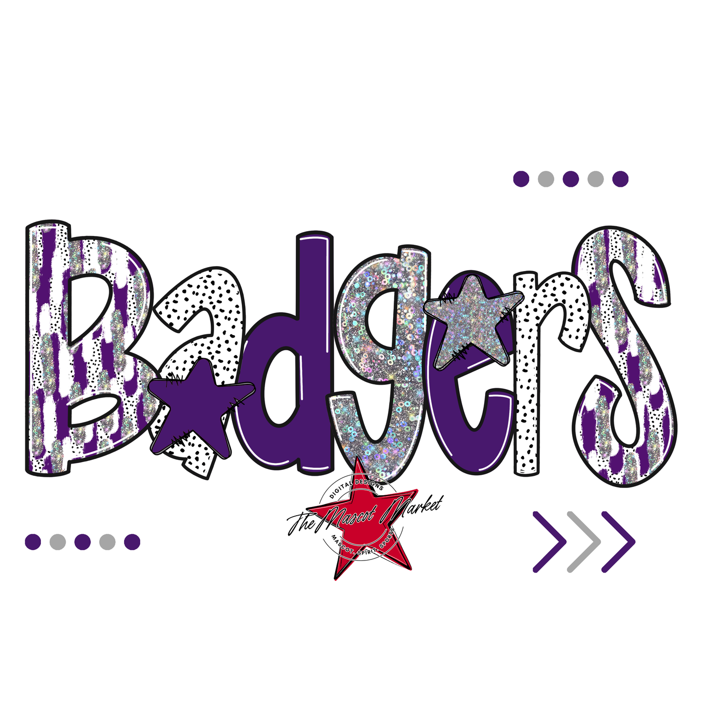 Badgers Brushstroke Alpha-Purple-Holigraphic