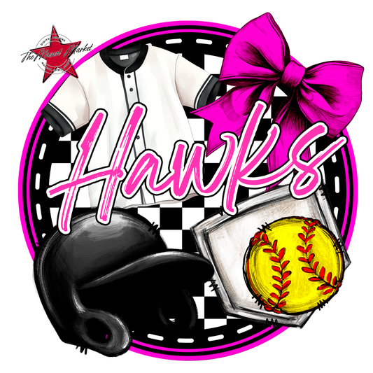 Hawks Circle Softball Design-Pink