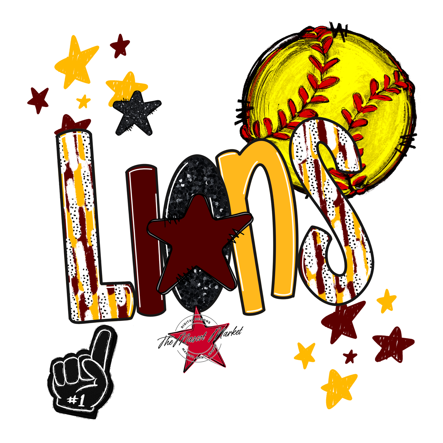 Lions Softball Scrape-Maroon-Yellow