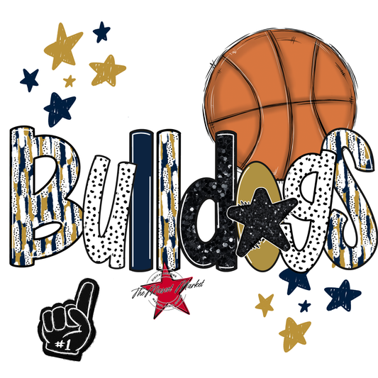 Bulldogs Basketball Scrape-Navy-Gold