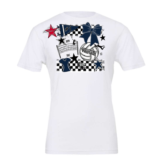 Volleyball Checkers Spirit Design-Navy
