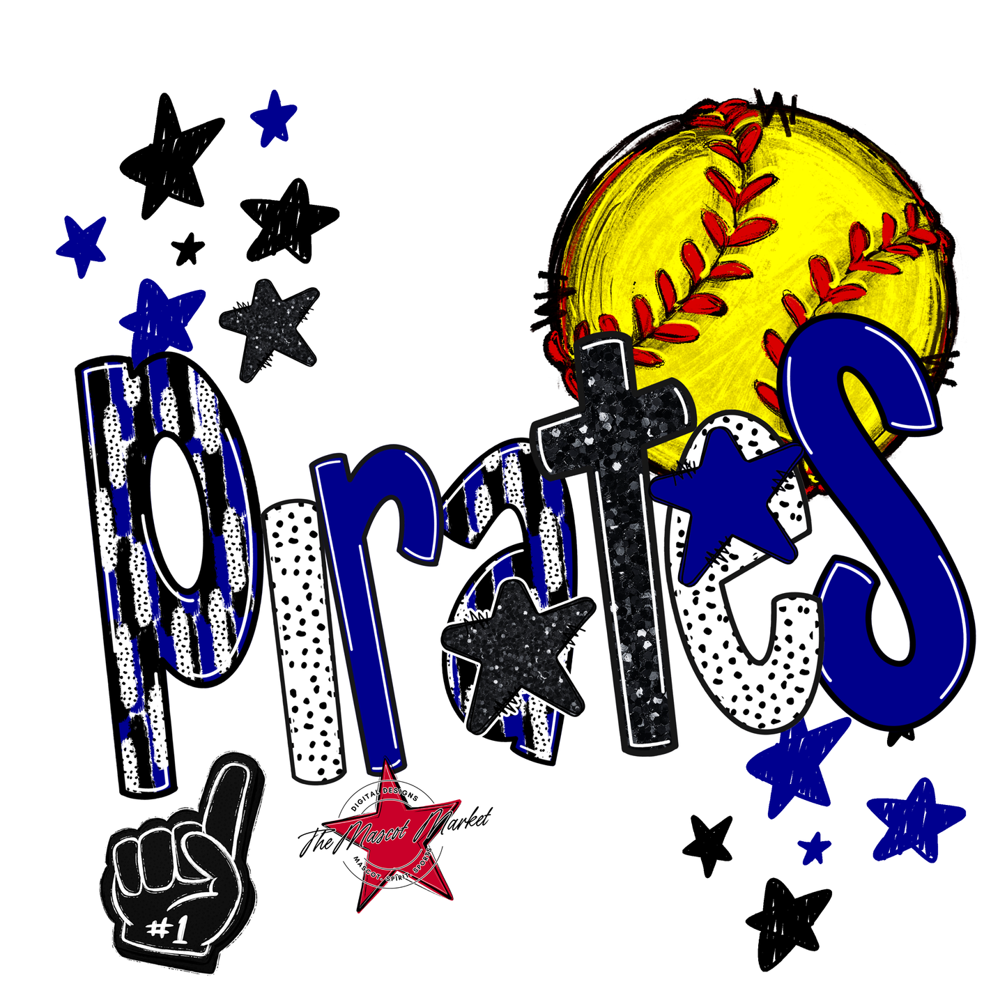 Pirates Softball Scrape-Blue