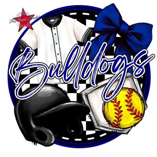 Bulldogs Circle Softball Design-Blue