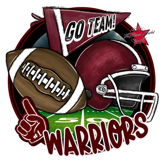 Warriors Circle Football Design-Maroon
