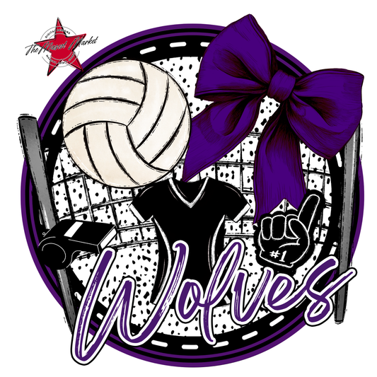 Wolves Circle Volleyball Design-Purple