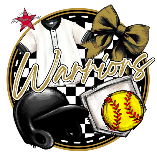 Warriors Circle Softball Design-Gold
