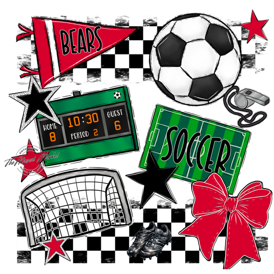 Bears Soccer Checkers Design-Red