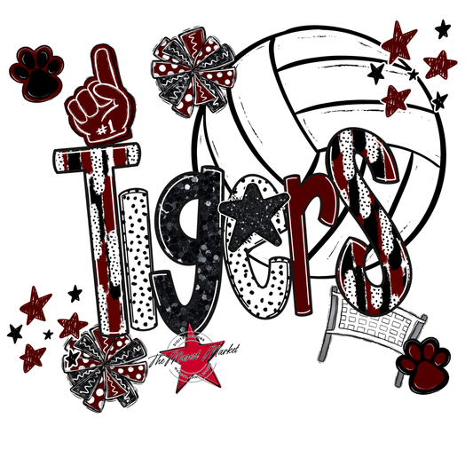 Tigers Volleyball Scrape-Maroon