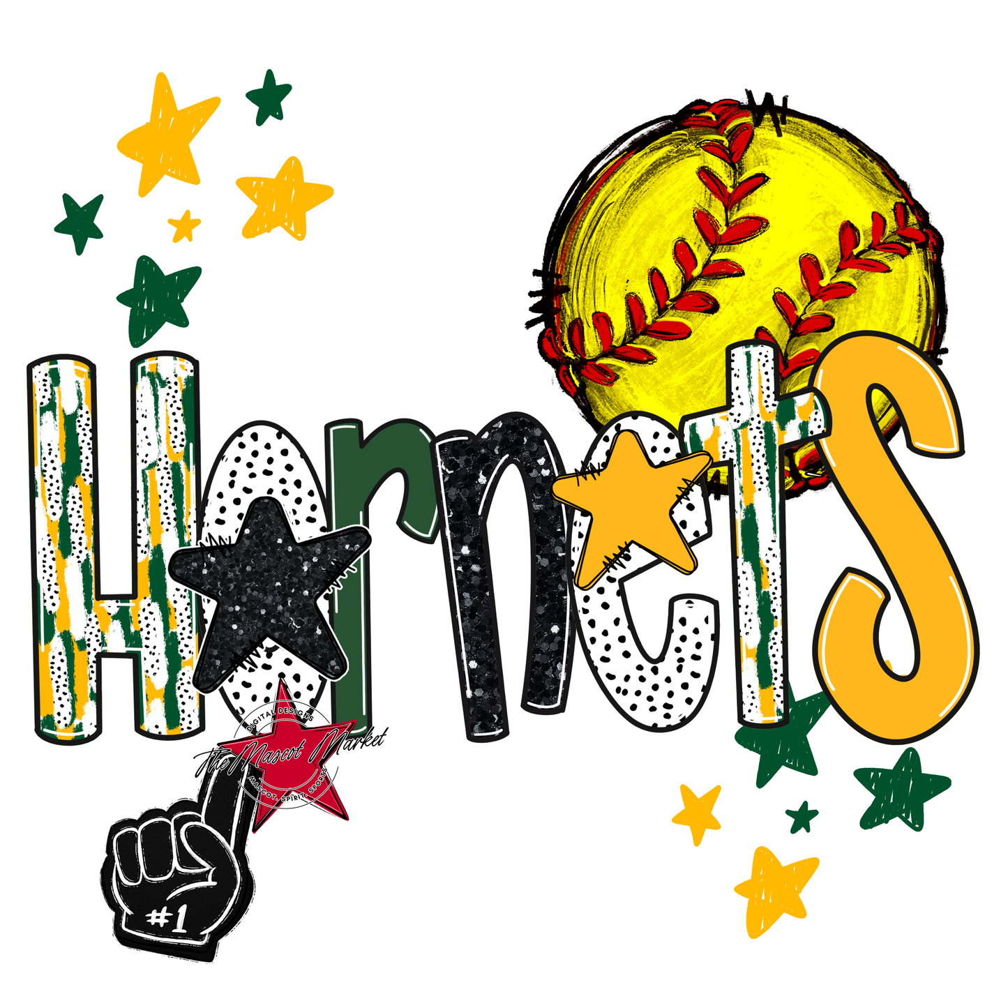 Hornets Softball Scrape-Green-Yellow