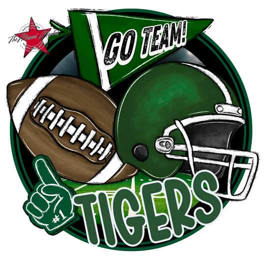 Tigers Circle Football Design-Green