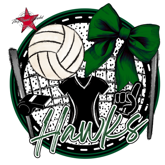 Hawks Circle Volleyball Design-Green