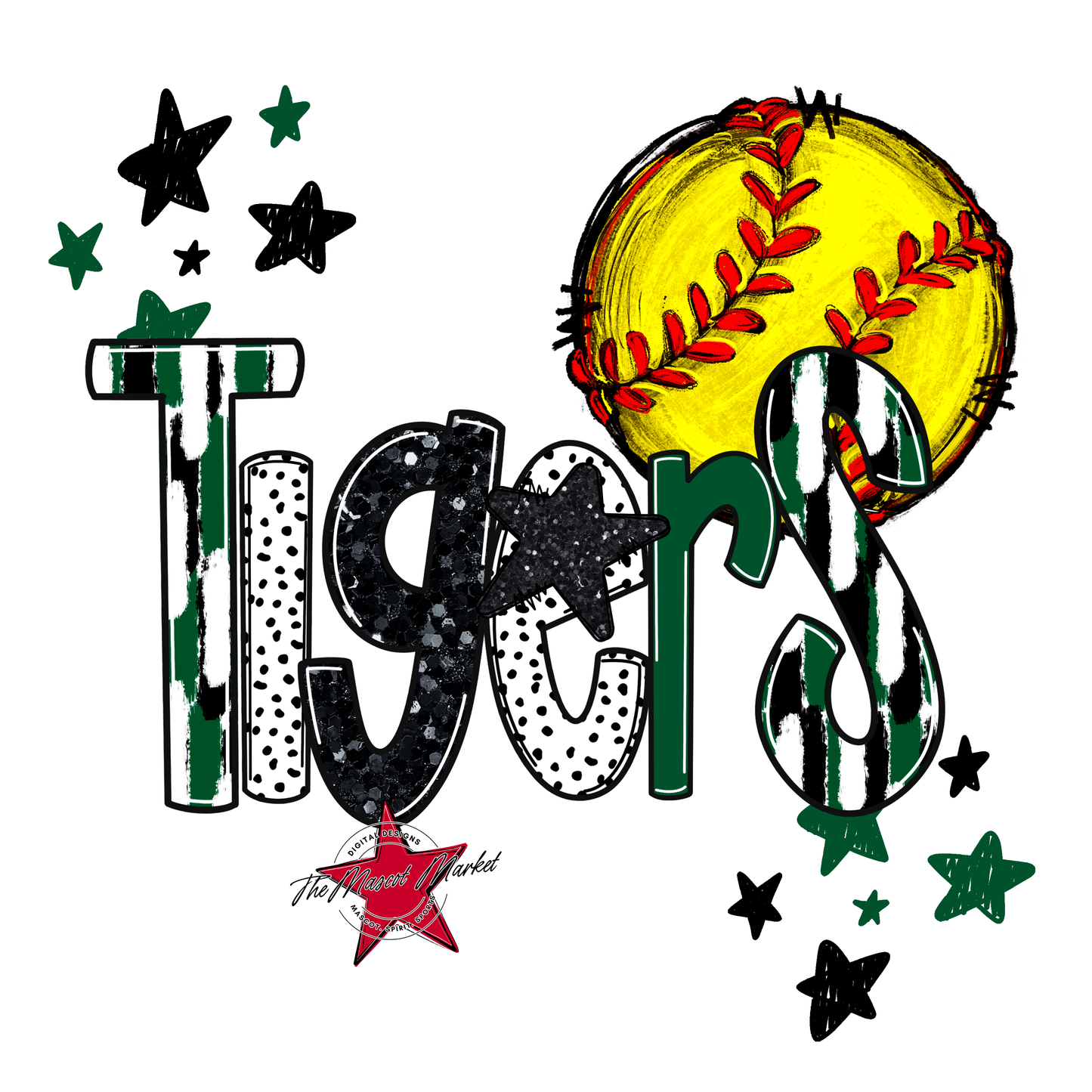 Tigers Softball Scrape-Green