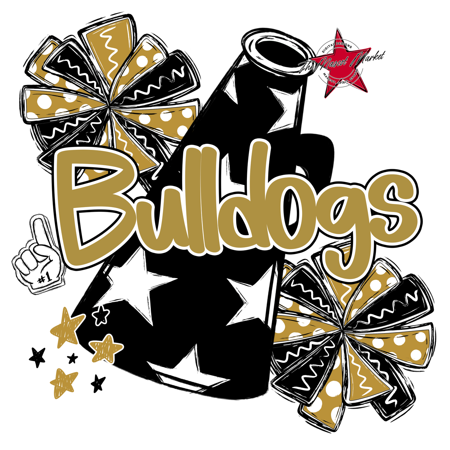 Bulldogs Alpha Megaphone Design-Gold