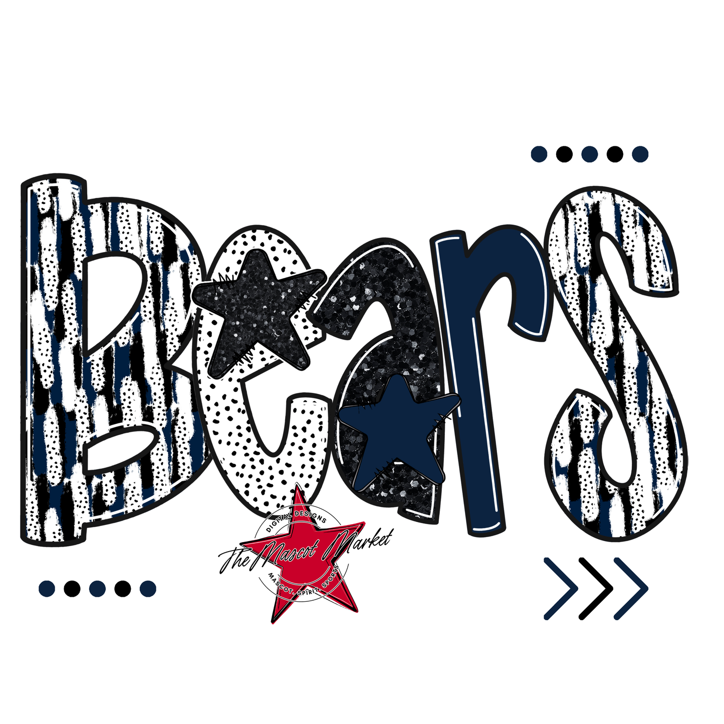 Bears Brushstroke Alpha Design-Navy